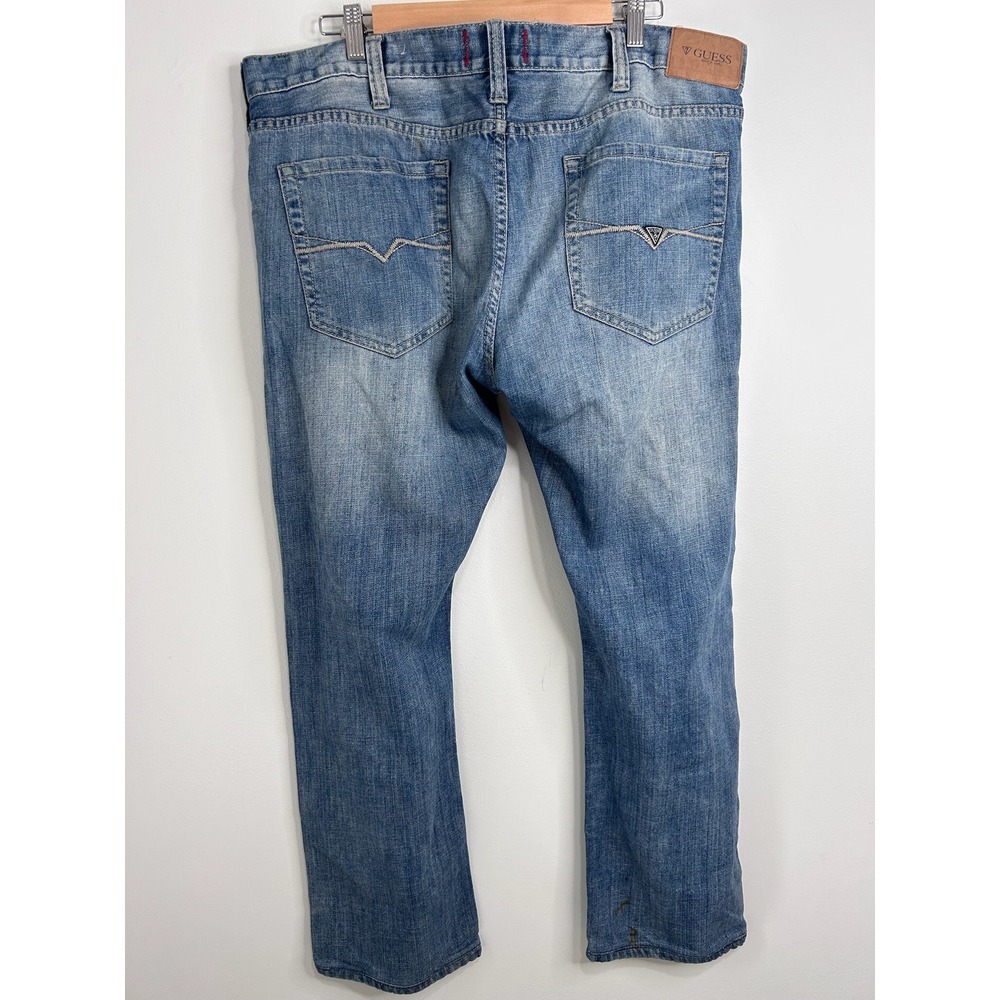 Guess Ultra Slim McCrae Fit Mens Blue Medium Wash Denim Jeans 40x32 VTG Style - Picture 3 of 11